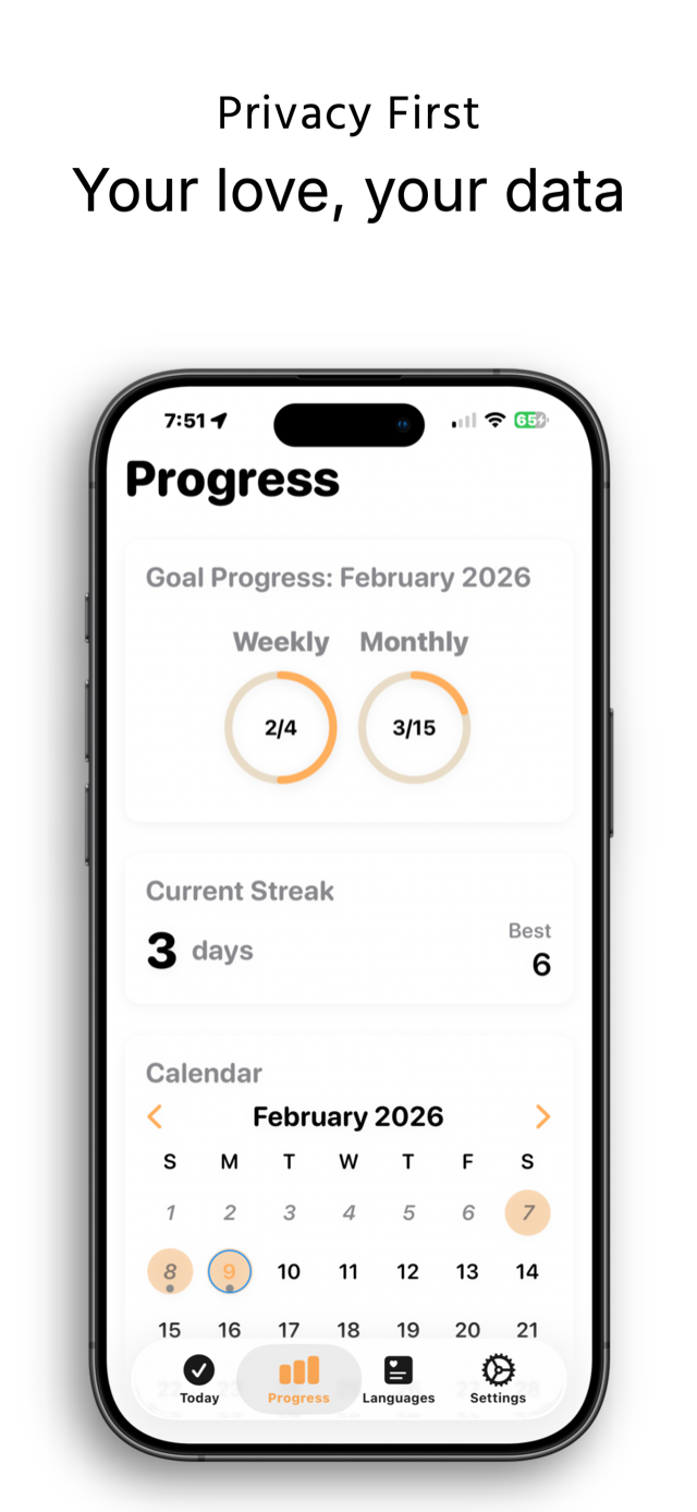 LYD app — progress and streaks