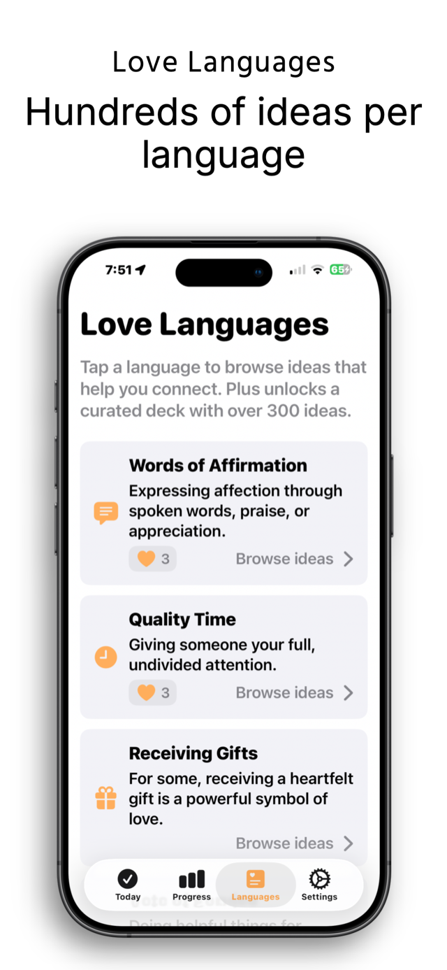 LYD app — love language ideas